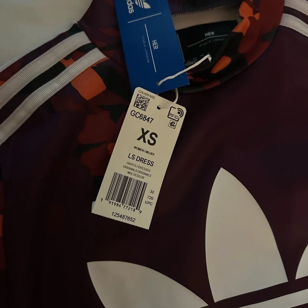 Women's adidas Originals x HER STUDIO LONDON LONG SLEEVE DRESS. Multicolor. New - Picture 5 of 6